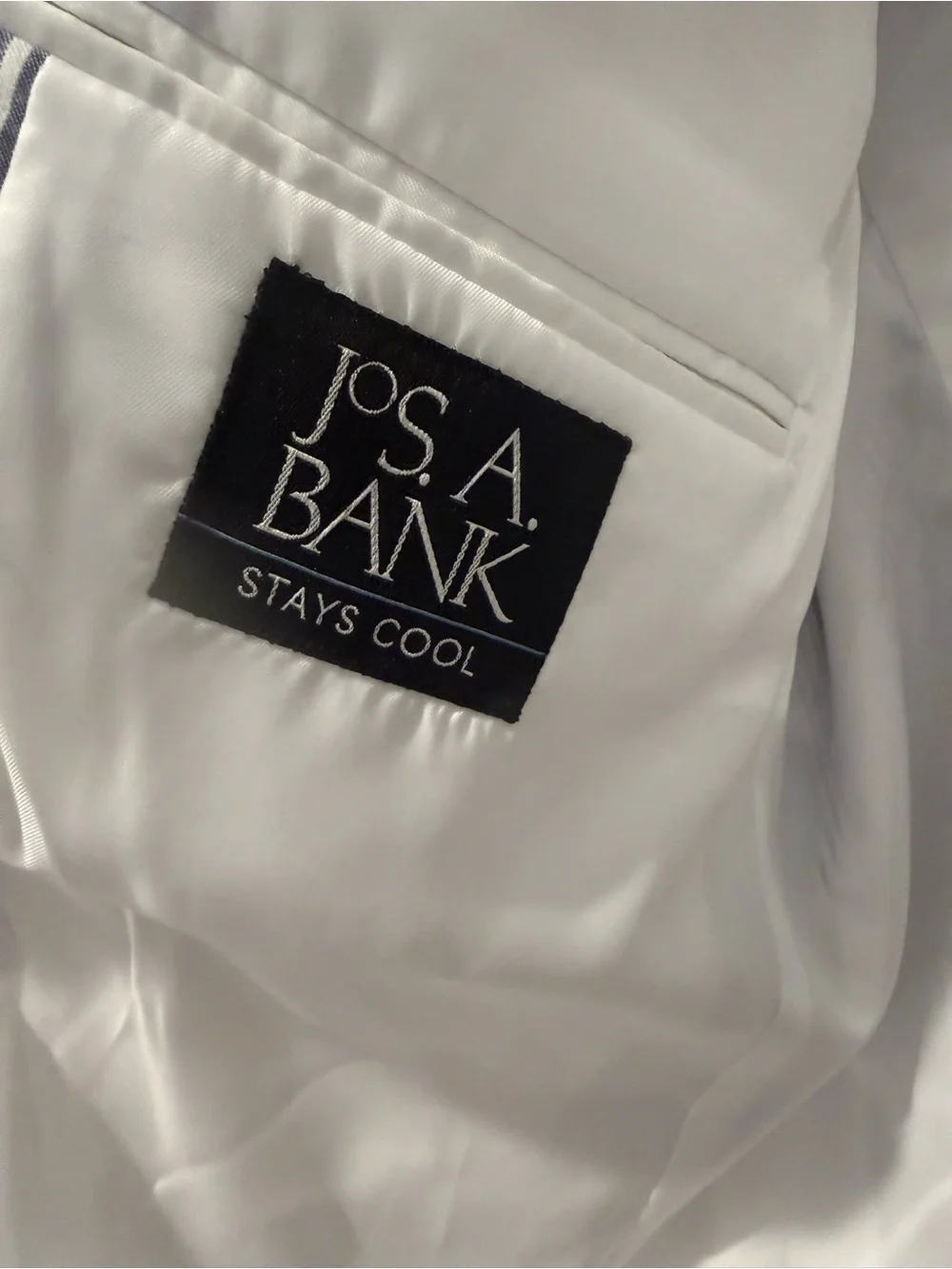 Jos. A. Bank White & Navy Pinstripe Seersucker Blazer